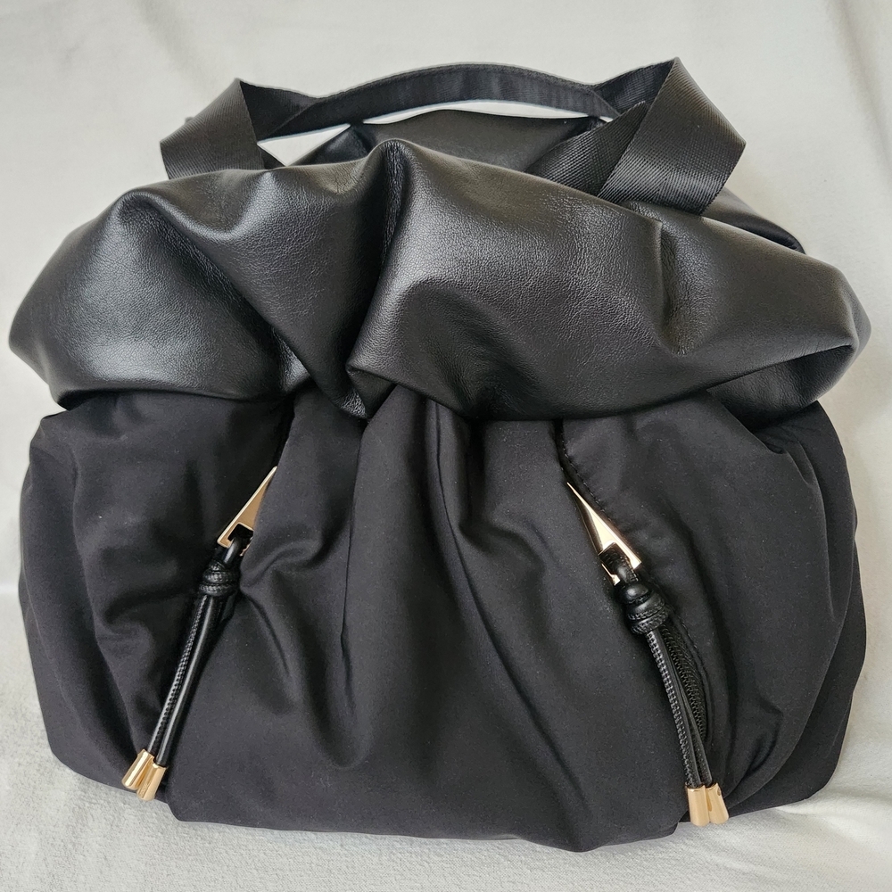 Dolce Vita Black Shoulder Bag with Ruched Design